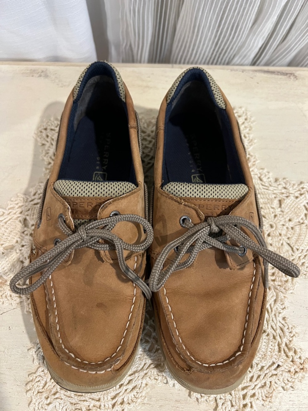 Sperry Top-Sider Leather Boat Shoes Tan Brown Lace Up Women’s Size 6 - Picture 2 of 11